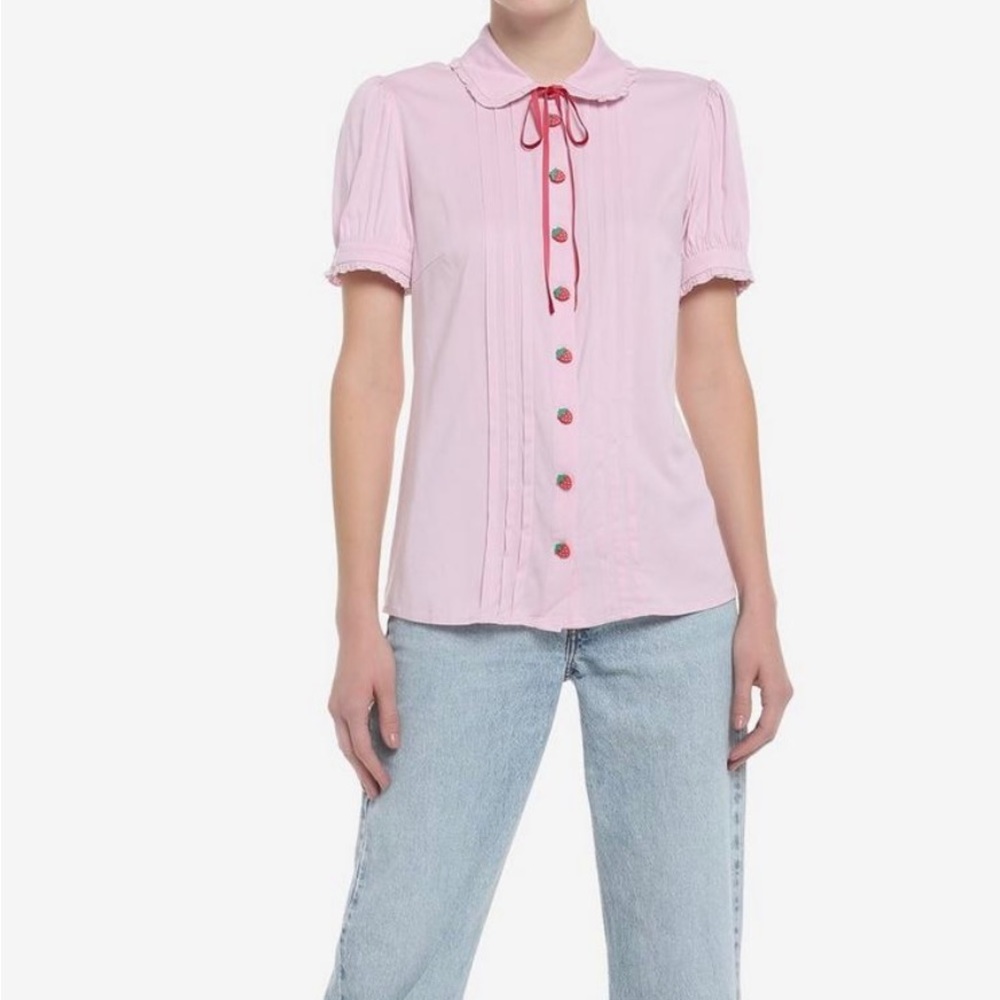 STRAWBERRY PINK BUTTON UP NWT